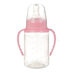 Бутылочка для кормления детская классическая, с ручками, 150 мл, от 0 мес., цвет розовый Mum&Baby