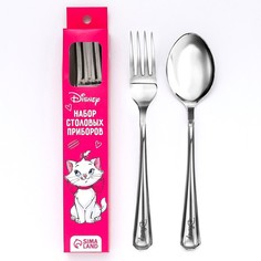 Набор детских столовых приборов, вилка и ложка, Кошечка Мари No Brand