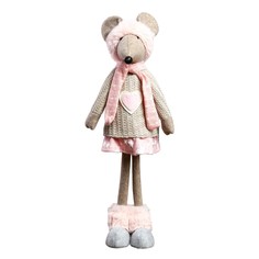Кукла интерьерная Мышка в бежевом свитере и розовой юбочке 62х14х16 см No Brand