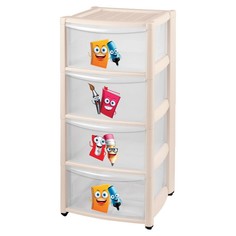 Комод детский на колесах 4 ящика, цвет бежевый No Brand