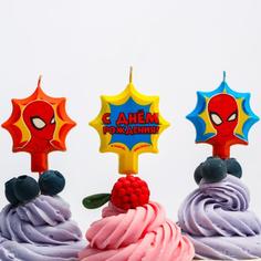 Свеча в торт набор "С Днем Рождения" 5 шт., Человек-паук Marvel