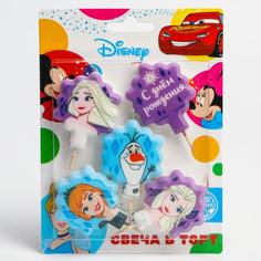Свеча в торт набор "С Днем Рождения" 5 шт., Холодное сердце Disney