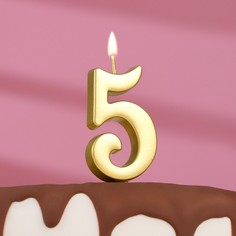 Свеча в торт цифра "5", 5,5х3 см, золото Страна Карнавалия