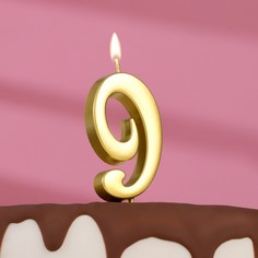 Свеча в торт цифра "9", 5,5х3 см, золото Страна Карнавалия