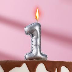 Свеча в торт "Шары", цифра 1, серебро, 7 см Страна Карнавалия
