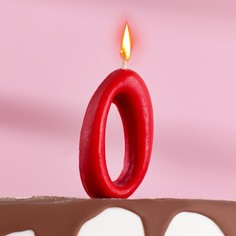 Свеча для торта цифра "Овал" "0", красная, 7 см Страна Карнавалия