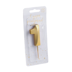 Свеча для торта на шпажке "Грань", 9,5х4 см, цифра "1" Омский Свечной