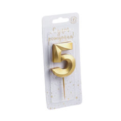 Свеча для торта на шпажке "Грань", 9,5х4 см, цифра "5" Омский Свечной