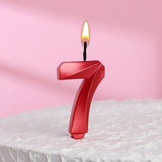 Свеча в торт "Грань", цифра "7", красный металлик, 7.8 см Страна Карнавалия