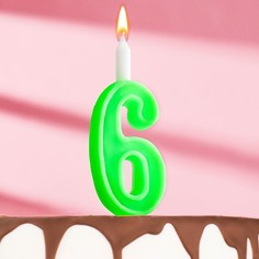 Свеча для торта цифра "Классика", 12 см, цифра "6" зелёная Омский Свечной