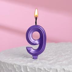 Свеча в торт "Грань", цифра "9", фиолетовый металлик, 7.8 см Страна Карнавалия
