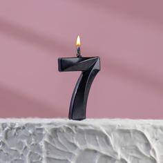 Свеча в торт на шпажке «?Грань», цифра "7", черная, 5 х 3.5 см Страна Карнавалия