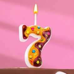 Свеча для торта "Печенье с шоколадной глазурью", цифра 7, 9,5 см Омский Свечной