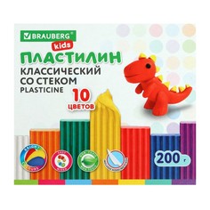 Пластилин 10цв 200г BRAUBERG "KIDS", со стеком 106504