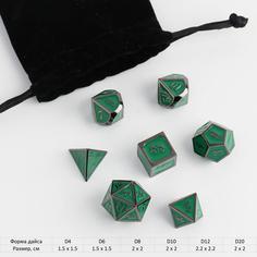 Набор кубиков для D&D (Dungeons and Dragons, ДнД), "Изумруд", 7 шт No Brand