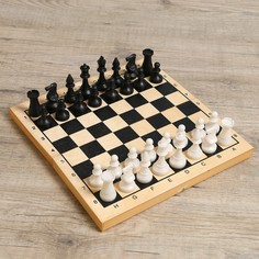 Настольная игра 2в1 "Лучший": шахматы, шашки (король h=7.2 см, пешка h=4 см), поле 29х29 с No Brand