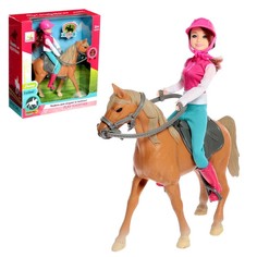 Набор игровой лошадка с куклой шарнирной, с аксессуарами No Brand