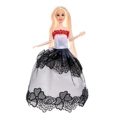 Кукла-модель шарнирная «Лили», платье белое с чёрным No Brand