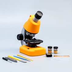 Микроскоп "Юный биолог" кратность до х1200, желтый, подсветка No Brand