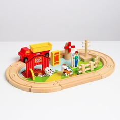 Деревянная игрушка «Железная дорога + ферма» 23 детали, 32?5?17 см No Brand