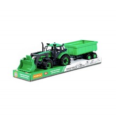 Трактор «Прогресс» с прицепом и ковшом, инерционный, цвет зелёный Полесье