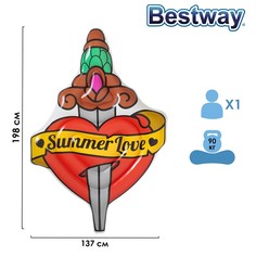 Матрас для плавания Summer Love Tattoo, 198 x 137 см, 43265 Bestway