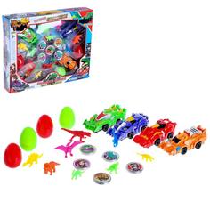 Игровой набор «Авто динозавры», 4 штуки, цвета МИКС No Brand
