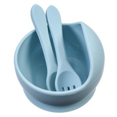Набор для кормления: миска, вилка, ложка, цвет голубой Mum&Baby