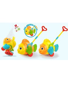 Каталка Наша Игрушка с ручкой Рыбка, в ассорт. арт. 652360