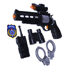 Набор игровой оружие с подсветкой и звуковым эффектом, бинокль, рация, наручники No Brand