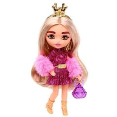 Кукла Mattel Barbie Мини-кукла Экстра Модница в мерцающем платье с меховой накидкой