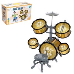 Барабанная установка «Голд», 5 барабанов, тарелка, палочки, стульчик, педаль No Brand