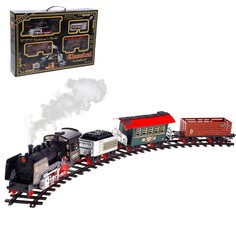 Железная дорога «Классический паровоз», 20 деталей, световые и звуковые эффекты, с дымом, No Brand