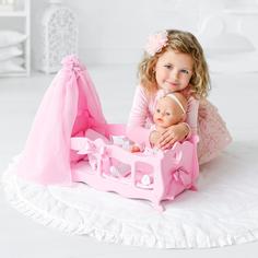 Кроватка для кукол с постельным бельем и балдахином, коллекция «Diamond princess» розовый Mega Toys