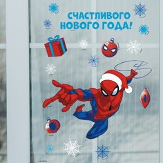 Наклейка на окно "Счастливого нового года!", Человек-паук Marvel