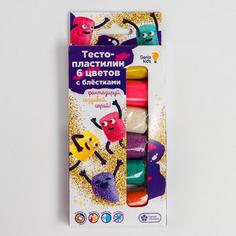 Тесто-пластилин( набор 6 цветов ) с блёстками TA1091 No Brand