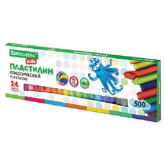 Пластилин классический Brauberg ВЫСШЕЕ КАЧЕСТВО 24 цвета 500 г 105874 - 6 шт.