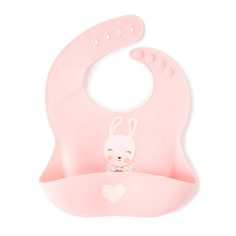 Нагрудник для кормления новорожденных Baby Nice, силиконовый, с карманом, 31х23см, розовый