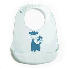 Нагрудник для кормления новорожденных Baby Nice, силиконовый, с карманом, 31х23см, голубой