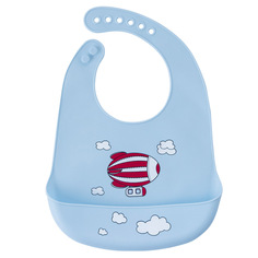 Нагрудник для кормления новорожденных Baby Nice, с карманом, силиконовый, 31х23см, голубой