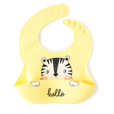 Нагрудник для кормления новорожденных Baby Nice, с карманом, силиконовый, 31х23 см, желтый