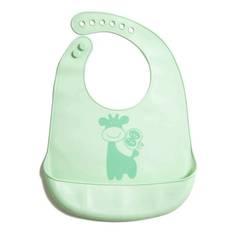 Нагрудник для кормления новорожденных Baby Nice с карманом силиконовый, 31х23см, салатовый