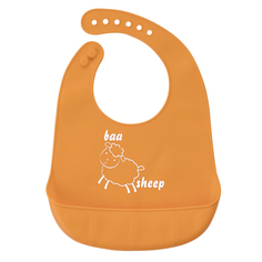 Нагрудник для кормления новорожденных Baby Nice с карманом силиконовый, 31х23см, оранжевый