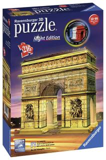 Ravensburger. Пазл карт. 3D 216 "Ночная Триумфальная арка" арт.12522 (синяя коробка)