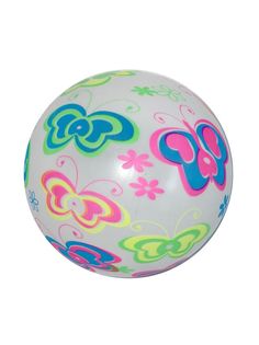 Мяч детский Moby Kids Бабочки, флуоресцентный 22 см 60 г ПВХ, 1 шт, в ассортименте