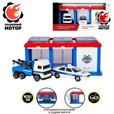 Гараж Полиция ДПС, эвакуатор мет.1:43, патрульная машина мет.1:43 Пламенный мотор