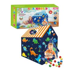 Игровая палатка Динозаврики 94*70*104 см, пластмассовые шарики 50 шт. Наша Игрушка