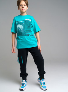 Футболка детская PlayToday 12311121, цвет темно-зеленый, размер 176