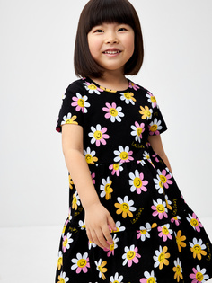 Трикотажное платье с принтом для девочек 3801040741-50 цв. черный р.116 Sela