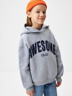 Худи оверсайз с принтом для девочек 3801050423-32 цв. серый р.134 Sela